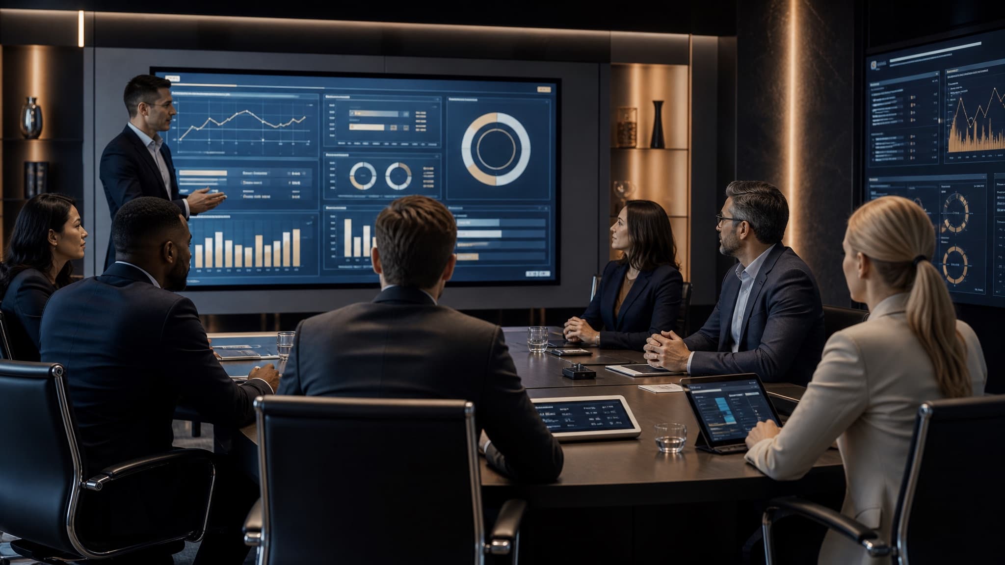 A procurement committee evaluating vendors with structured scorecards
